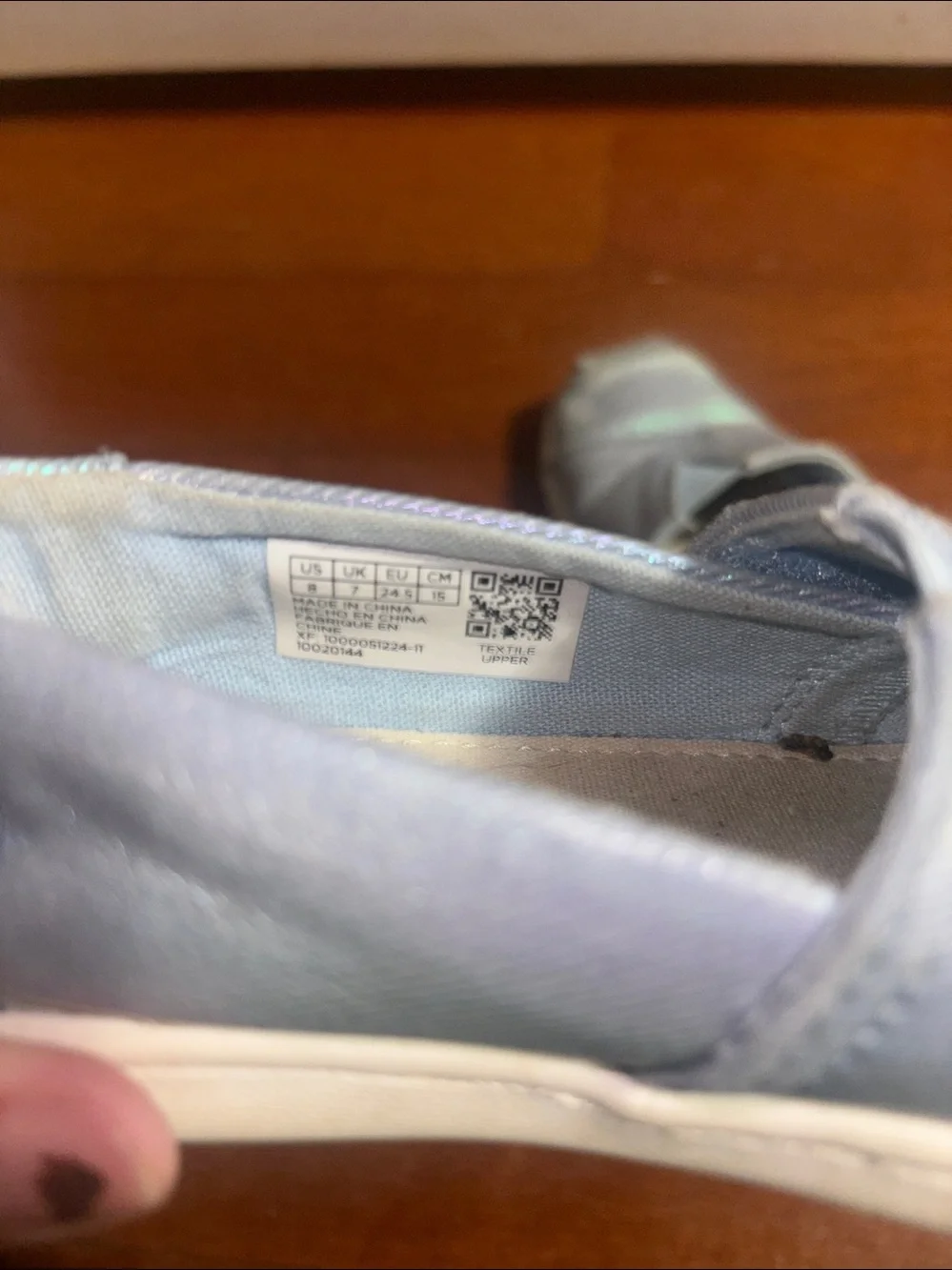 TOMS Kids Iridescent Light Silver Slip-On Shoes